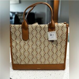 Fossil Kyler Large Tote Caramel  NWT